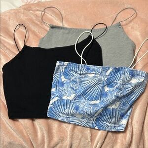 Wild Fable Black, Gray, and Blue Print Camisoles